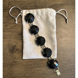 Kendra Scott Cassie Bracelet Faceted Gumdrop Round Statement Bracelet Black Gold